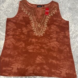 Women's Brown Embroidered Top